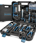 148-Piece Home Tool Kit With Case And Ratcheting Screwdriver, Pliers, Wrench, Hex Keys, organized in a sturdy molded box