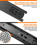14 Inch Full Extension Drawer Slides Three Fold Four Pairs Eight Pieces Side Mount Cabinet Glides Black 100 Lb Capacity Quiet Smooth Bearings