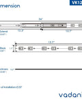Technical diagram of 14 Inch Soft Close Drawer Slide With Full Extension For Dresser And Kitchen Cabinets, Heavy Duty 100 Pound Load Capacity