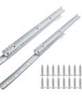 14 Inch Drawer Slides Set White Coated Steel Drawer Tracks With Removable Bottom Mount Rails And Nylon Wheels For Quiet Smooth Sliding Heavy Duty Construction Includes 4 Tracks And Mounting Screws.
