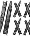 14 Inch Full Extension Drawer Slides Three Fold Four Pairs Eight Pieces Side Mount Cabinet Glides Black 100 Lb Capacity