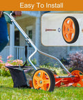 14 Inch Lawn Mower Wheels for Push Mowers, plastic PU wheels with bolts, nuts shown on a push mower, easy to install