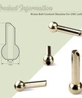 Set Of 5 14mm Brass Ball CNC Nozzles With 4mm Slanted Hole Screw Lock High Pressure Coolant Nozzles For Jewelry Lathes And Milling Machines