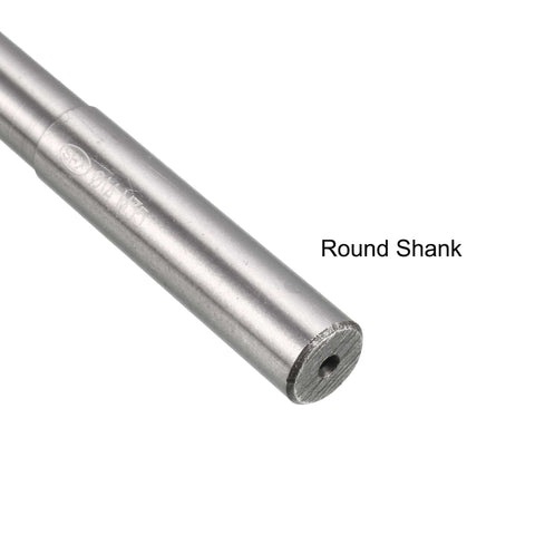 Close-up of a round shank on a 14mm Chucking Reamer HSS Cobalt M35 for Lathe Machines D4 Size 6 Straight Flutes by Uxcell.