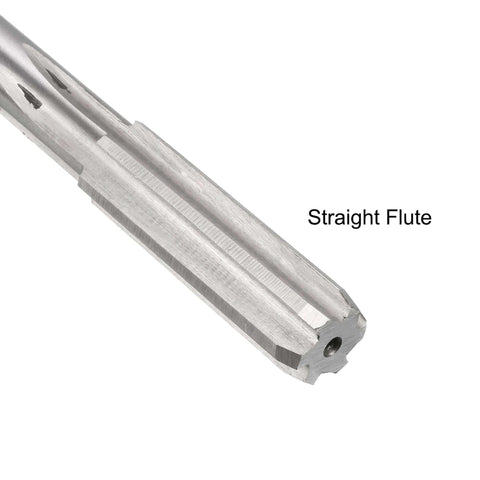 Close-up view of a 14mm Chucking Reamer HSS Cobalt M35 For Lathe Machines D4 Size 6 Straight Flutes Round Shank Milling Cutting Tool.