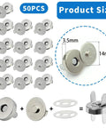 Magnetic Purse Snap Clasps 14mm Silver Tone Sets For Bags Handbags Purses And Clothing DIY Closures No Tools Required Easy Install 50 Sets