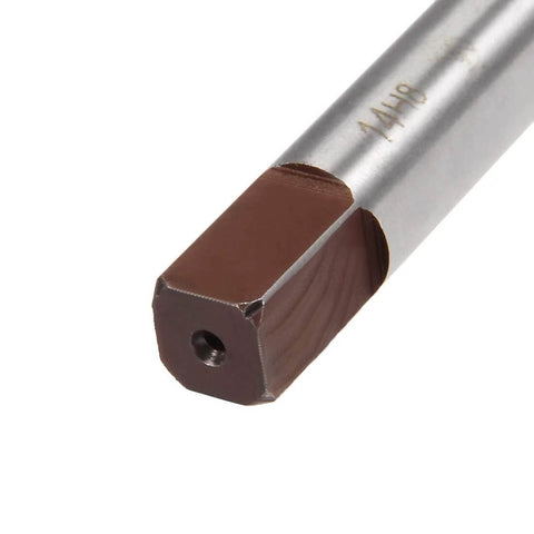 14mm Hand Reamer With 6 Straight Flutes Pro Grade 9SiCr Alloy Tool Steel H8 152mm Overall Length Square Shank 10.5mm Precision Metal Reaming Drill Bit For Milling And Metalworking, close-up view of square shank