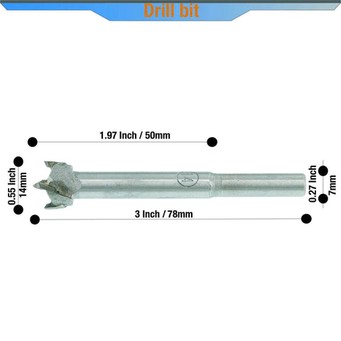 14mm Tungsten Carbide Wood Drill Bit for Wide Angle Door Peephole Viewer Kit, 2 Pack For One And A Half To Two And A Quarter Inch Doors