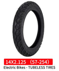 14X2.125 Tubeless Tire for electric bikes, shown upright with tread pattern, suitable for 14 inch electric folding bike, e-bikes, and e-scooters.