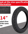 14X2.125 Tubeless Tire with Angled Valve, ideal for 14 inch electric folding bike, E-bikes, and E-scooters, side view.