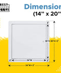 14 By 20 Universal Access Panel Flush Steel Door With Flange 16 Gauge Cold Rolled Frame Screwdriver Cam Latch White dimensions