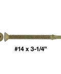 #14 x 3-1/4 Reamer Tek Torx Self Drilling Screw for Wood to Metal, showing star head and drill point.