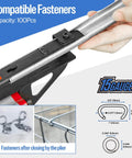 SC7E Pneumatic Hog Ring Gun With Extended Nose For Deep Access, 15 Gauge Three Quarters Inch Crown, 8.8mm Closure shown with capacity details