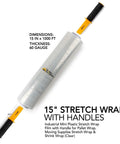 Heavy Duty 15 Inch Clear Stretch Wrap Roll With Handles For Moving And Packing 1000 Feet Of Industrial Plastic Wrap 60 Gauge Strength Cling Film For Furniture Pallets Shipping And Packing Supplies