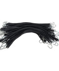 Heavy-duty rubber 15 inch tie down straps with non crimp S hooks for outdoor use, weatherproof, waterproof, 50 pack.