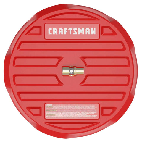 Top view of Craftsman 15 Inch Surface Cleaner for Power Washers 3000 PSI with dual high pressure jets and quarter inch quick connect
