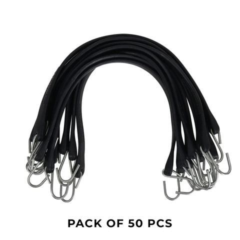 50-pack of 15 Inch Tie Down Straps With Non Crimp S Hooks For Outdoor Use, weatherproof and waterproof, ideal for tarps and cargo