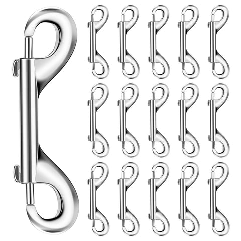15 Pack Double Ended Snap Hooks 4 Inch Heavy Duty Double Sided Clips Zinc Alloy Metal Clip For Farm Hanging Horse Feed Buckets Dog Leashes