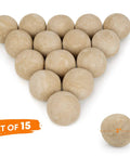 15-Pack Beige Ceramic Balls - 3” Round Fire Stones for Fire Pit Fire Bowl and Fireplace, displayed in triangular formation