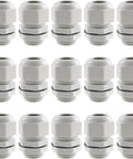 15 Pack IP68 Waterproof Cable Gland Kit Three Quarter Inch NPT Nylon Cable Glands With Adjustable Lock Nut Strain Relief