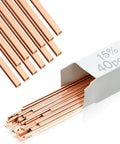 40 Pack Fifteen Percent Silver Brazing Rods For Phos Copper Brazing Alloys AWS BCup 5 Flat Welding Rods 0.050 Inch By 1/8 Inch By 10 Inches