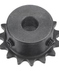 15 Tooth Roller Sprocket For One Quarter Inch Pitch Chain B Type Single Strand Black Oxide C45 Carbon Steel With Set Screws