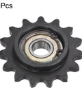 15 Tooth Chain Idler Sprocket For Three Eighths Inch Pitch With 10mm Bore And Bearing, 2 Pack, front view