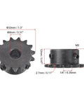 15 Tooth Roller Sprocket For One Quarter Inch Pitch Chain B Type Single Strand Black Oxide C45 Carbon Steel With Set Screws