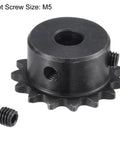 15 Tooth Roller Sprocket For One Quarter Inch Pitch Chain B Type Single Strand Black Oxide C45 Carbon Steel With Set Screws Includes Two Set Screws Compatible With ISO 04C Sprockets And Fixed Shaft Mounts For Industrial Machinery Uxcell