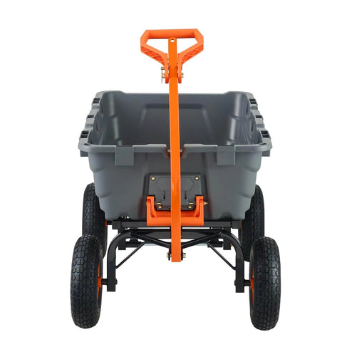 1500 lb Poly Garden Dump Cart Wagon with 2 in 1 Convertible Handle Heavy Duty Yard Wheelbarrow Tow Behind Trailer Front View