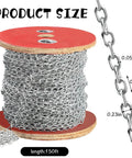 150ft Jack Chain, Galvanized Steel Link Chain with Spool Strong Heavy Coil Chain Hanging Chain Metal Light Fixture Chain