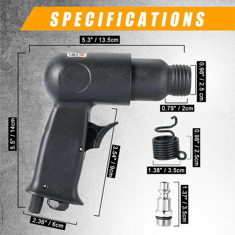 150mm Air Hammer Kit With 4 Chisels And Quick Change Retainer Built Tough Heavy Duty Pneumatic Shovel Tool Delivers 4500 BPM dimensions