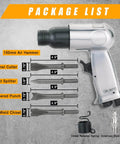 Powerful 150mm air hammer kit with 4 chisels and quick change retainer for automotive, metal, and masonry use
