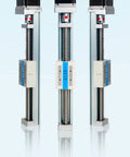 150mm CNC Linear Guide Module with Ball Screw, Nema 23 Stepper Motor, three modules side by side, highlighting load and speed