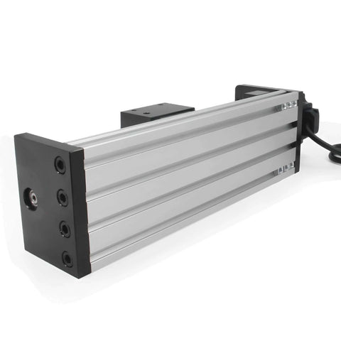 Side view of 150mm Effective Travel Length Double Linear Rail Guide Ballscrew SFU1605 with NEMA23 Stepper Motor for DIY CNC Router Parts