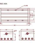 Technical drawing of 150mm Effective Travel Dual Optical Axis Manual Sliding Table with SFU1605 Ball Screw, dimensions labeled