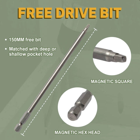 150MM Drive Bit for Pocket Hole Screws 2-1/2 Inch, magnetic square and hex head