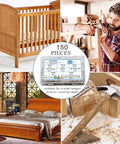 150Pcs M6 Hardware Replacement Kit for baby crib and furniture shown with assembly scenes and labeled box