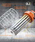 150W High Bay LED Work Light 23550 Lumens 5000K Daylight White Indoor Outdoor Hook Portable Hanging Lighting For Construction Job Sites Plug and Play With 16 ft Cord Durable Steel Safety Lock