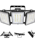 Ultra Bright 150W LED Outdoor Flood Light With 15000 Lumens, 6000K Daylight White, IP66 Waterproof, 3 Heads with Adjustable Pivots