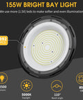 Close-up of Six Pack 155W UFO LED High Bay Lights With Reflector 22500 Lumens 5000K AC110277V waterproof light