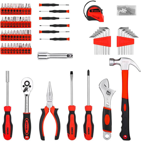 158 Piece Home Tool Kit With Plastic Storage Case, DIY Essential Repair Set For Household Projects, Premium Chrome Tools With Anti Corrosion Finish, Includes Wide Range Of Hand Tools And Bit Set For Everyday Fixes.