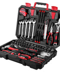 158 Piece Home Tool Kit With Plastic Storage Case, DIY Essential Repair Set For Household Projects, Premium Chrome Tools