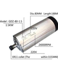1.5KW Air Cooled CNC Spindle Motor 220V with ER11 ER16 collets, model GDZ-80-1.5, 80mm diameter, for milling and CNC machining