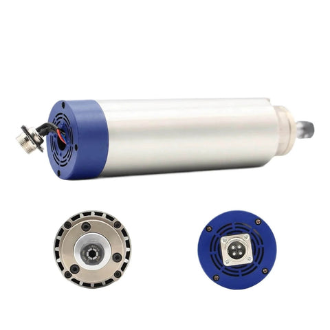 1.5KW Air Cooled ER11 Spindle Motor for CNC Machines, showing 65mm diameter body and electrical connectors, 220V/380V compatible