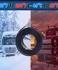 Fifteen Foot Air Line Hose Assembly With One Half Inch NPT Swivel Fittings Heavy Duty Power Hose Set in front of trucks