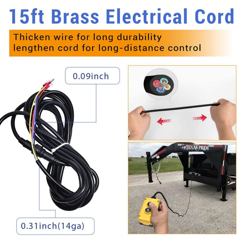 15ft cord of 4 Wire Double Acting Dump Trailer Remote Control Switch For 12V DC Hydraulic Power Unit Up And Down Controller