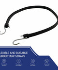 15 Inch EPDM Rubber Tarp Straps With S Hooks Heavy Duty Bungee Cords For Securing Tarps Canopies Canvas Cargo And Scaffolding