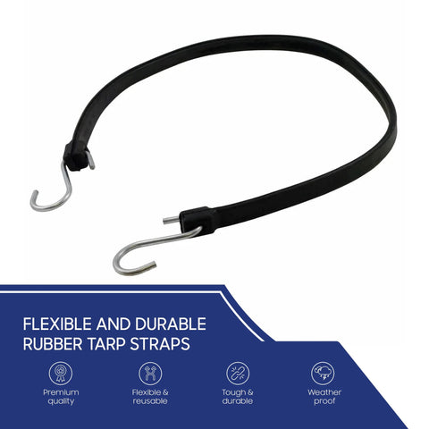 15 Inch EPDM Rubber Tarp Straps With S Hooks Heavy Duty Bungee Cords For Securing Tarps Canopies Canvas Cargo And Scaffolding