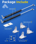 Package of 15 Inch 100 Lb Gas Struts With Brackets 2 Pack For RV Beds Hatches And Storage Lids including struts, brackets, nuts.